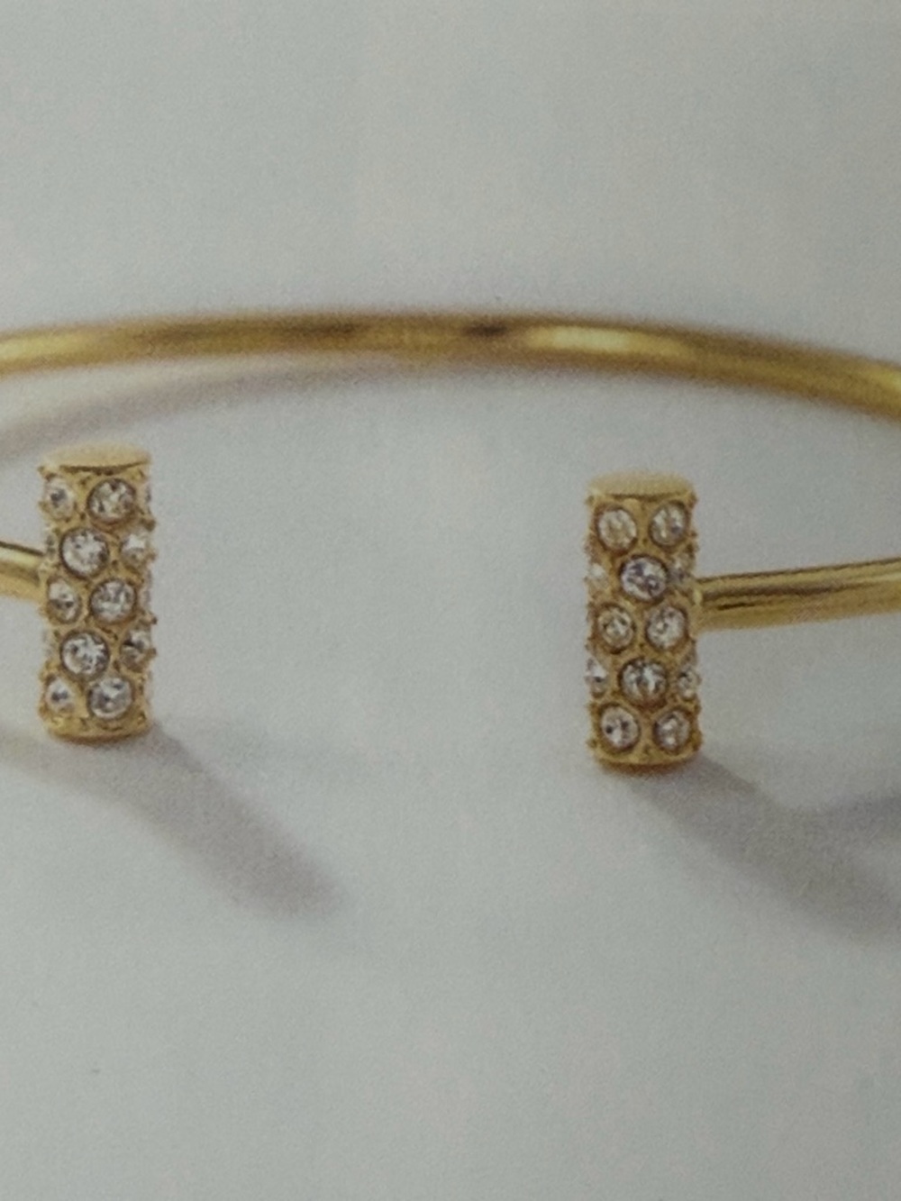 Touchstone Crystal Gold-Tone Open Cuff Bracelet with Crystal Caps